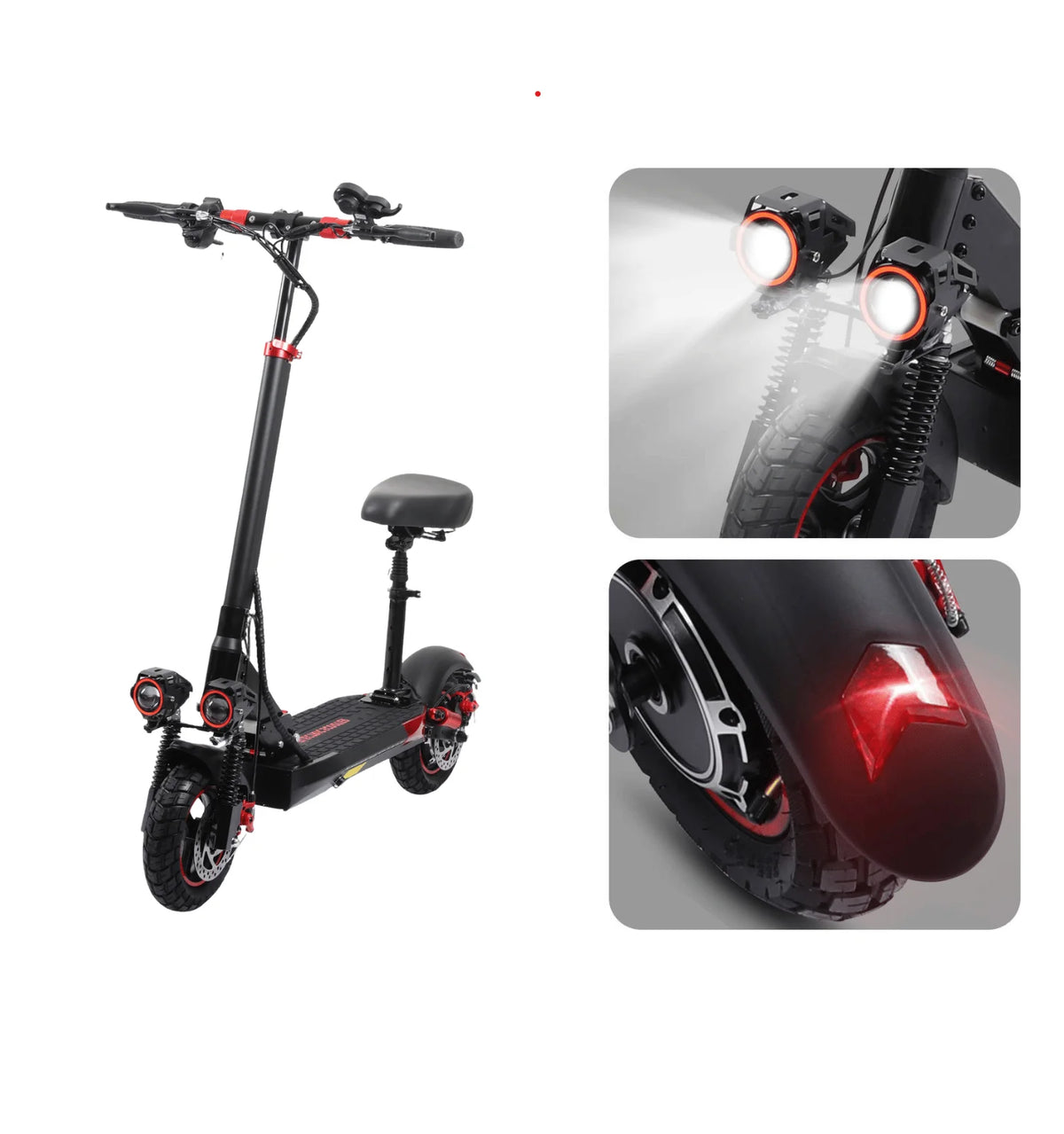 Trottinette Électrique X6 800W avec Siège – 48V 15Ah, Tout-Terrain 10", Suspension Intégrale