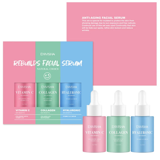 ENVISHA Facial Serum Set – Vitamin C, Hyaluronic Acid & Collagen Anti-Aging