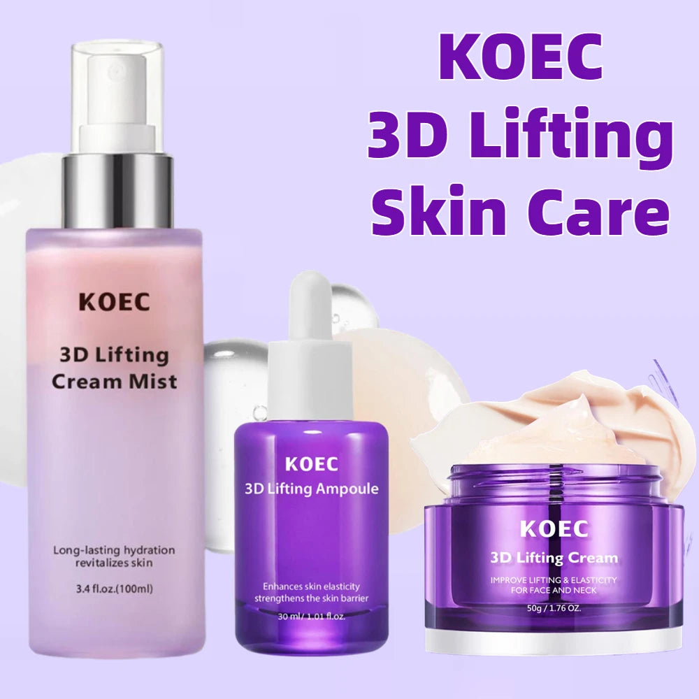 Coffret Soin Liftant 3D Visage & Cou – Crème, Sérum Ampoule & Brume | KOEC