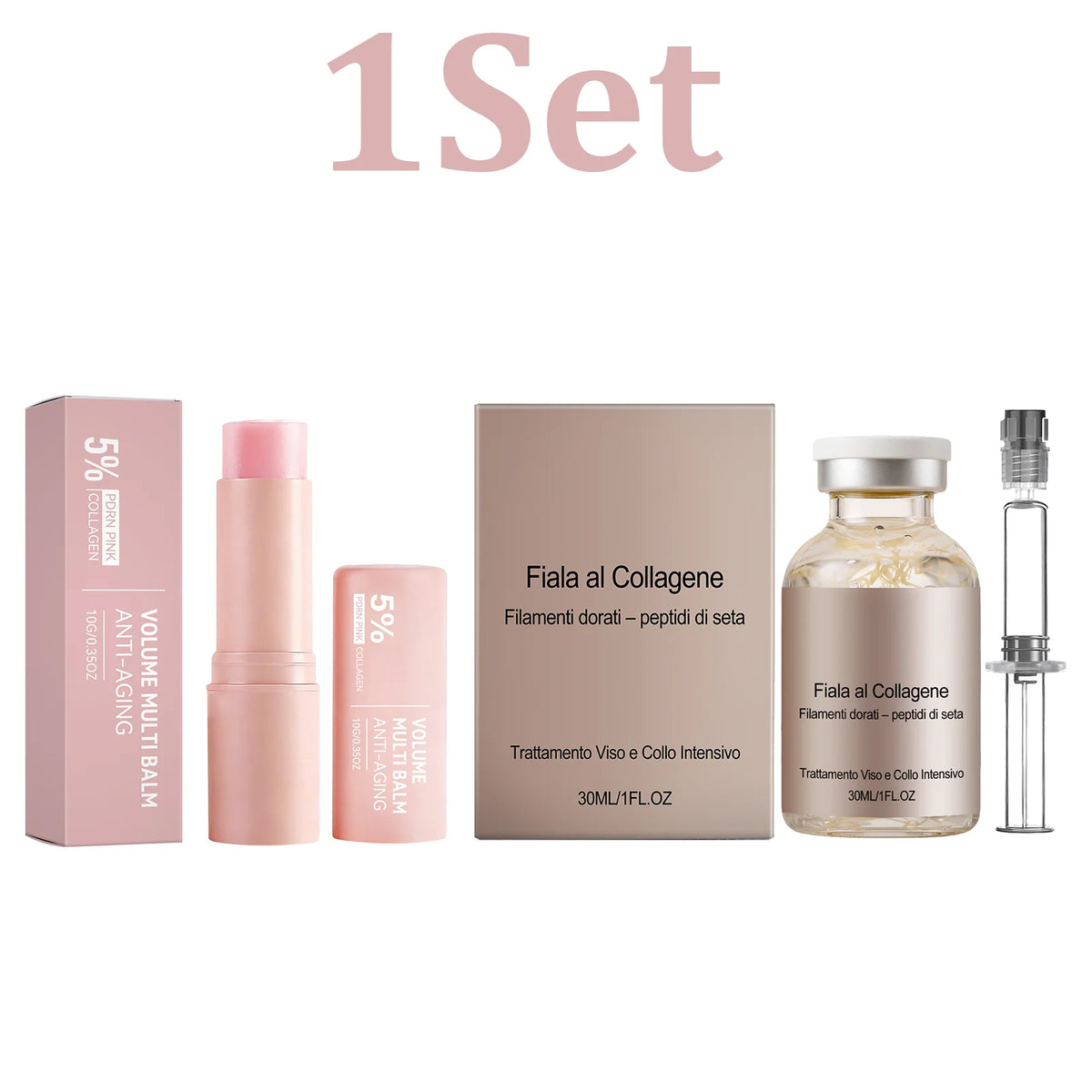 Coffret Sérum Hydratant & Stick Collagène Soie – Anti-Rides, Raffermissant, Hydratation Profonde