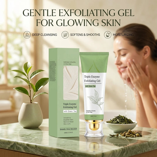 Gel Exfoliant au Thé Vert AMZ 100g – Anti-Cellules Mortes, Pores Purifiés & Éclat | CPNP