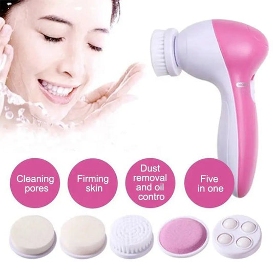 Brosse Nettoyante Visage Électrique 5 en 1 – Massage Vibrant & Anti-Points Noirs