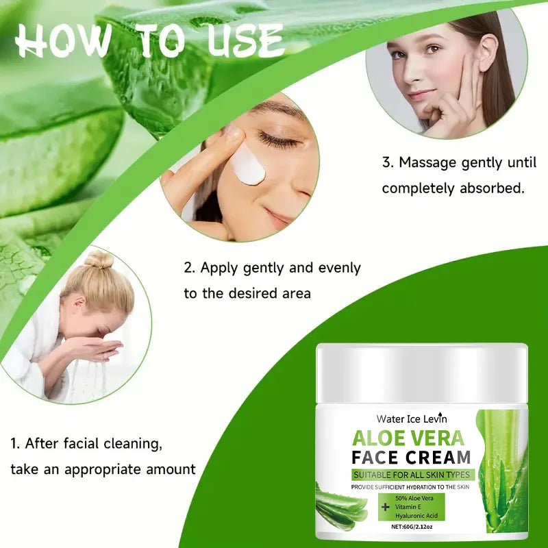 Crème Visage Aloe Vera Hypoallergénique – Acide Hyaluronique & Collagène