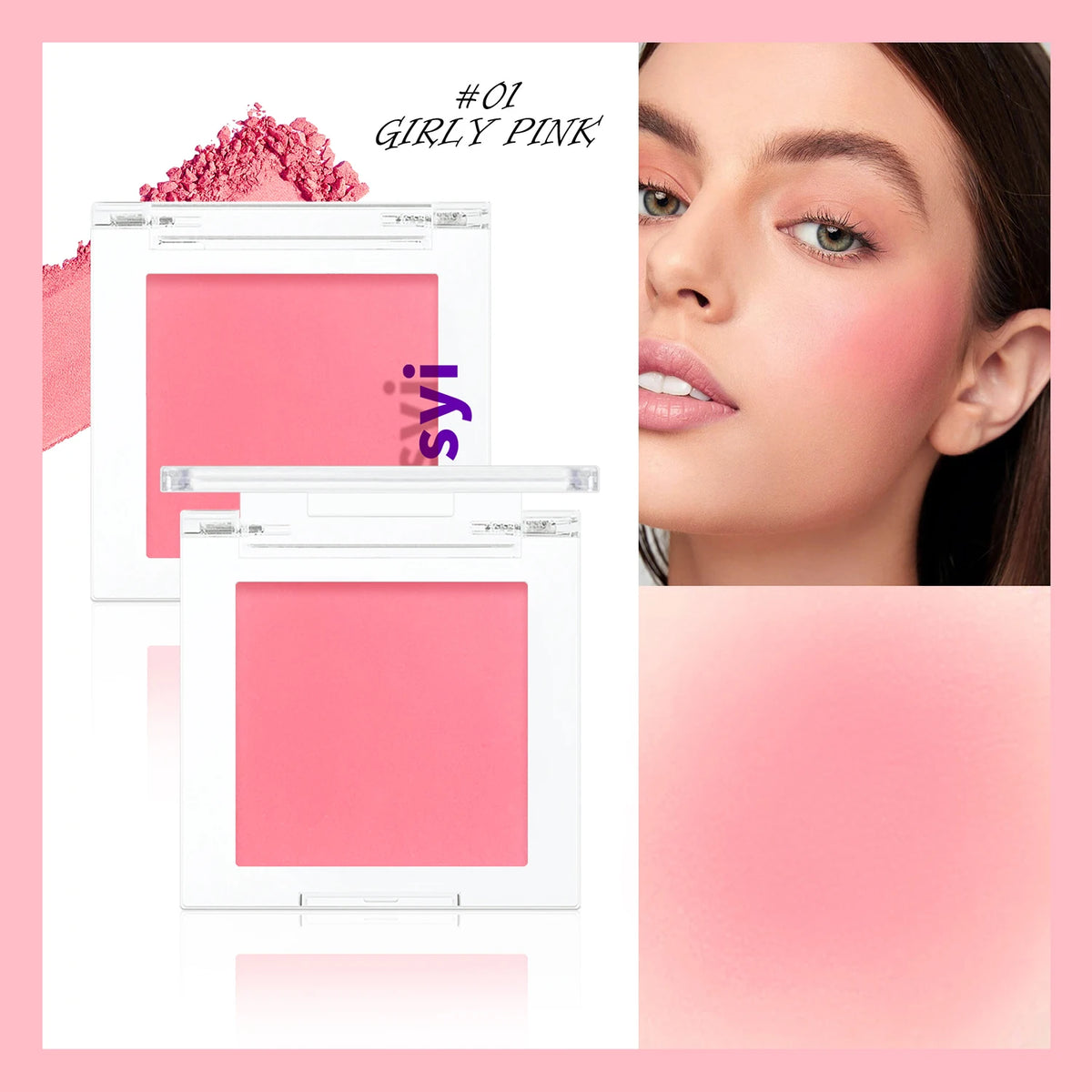Blush Poudre Monochrome HISYI | Illuminant, Matte & Naturel | Certifié CPNP