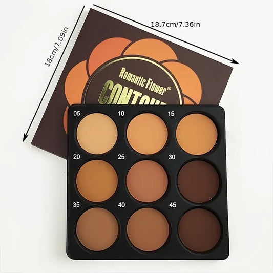 Palette Contouring 9 Teintes Bronze – Fond de Teint, Correcteur, Contouring & Poudre Fixante