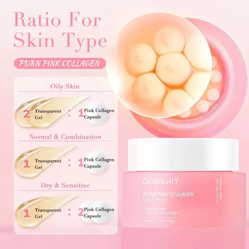 Crème Capsules PDRN Collagène Rose & Niacinamide – Hydratante, Éclat & Anti-Taches Style Coréen