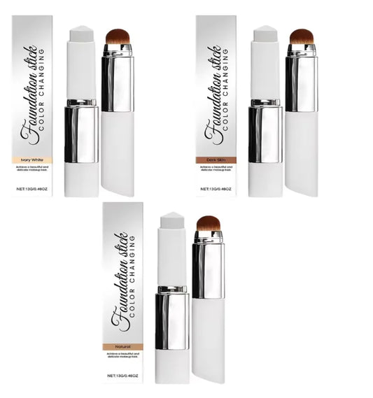 Stick Fond de Teint 2-en-1 Changeant de Couleur – Couvrance Haute, Waterproof & Pinceau Intégré