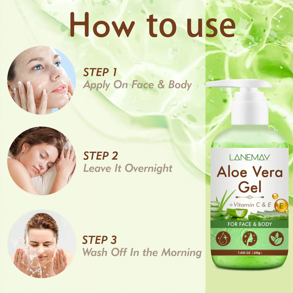 Gel Aloe Vera Vitamine C & E — Hydratation, Éclat & Soin Apaisant 200g
