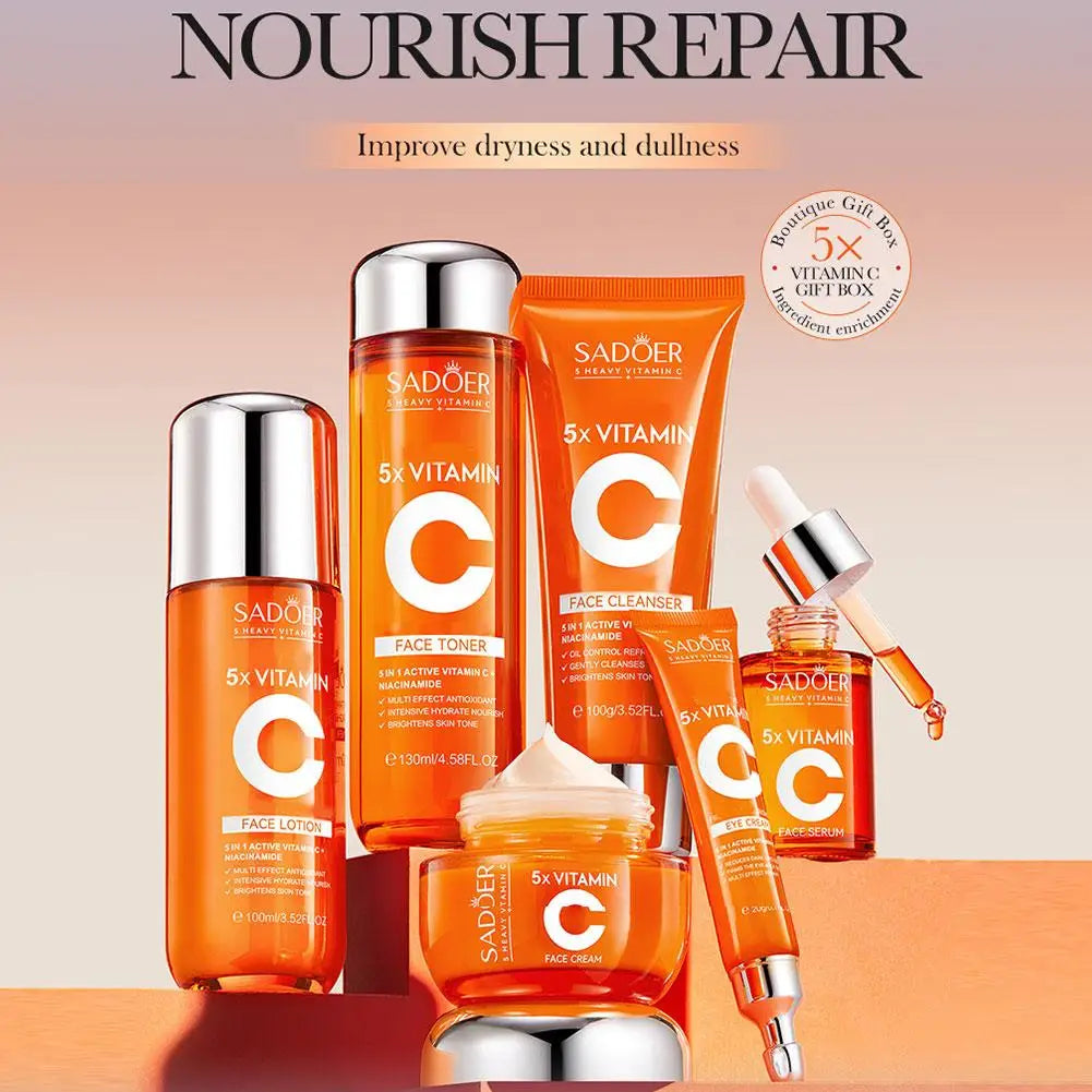 5-Piece Vitamin C Korean Skincare Gift Set – Hydration, Anti-Aging & Radiance