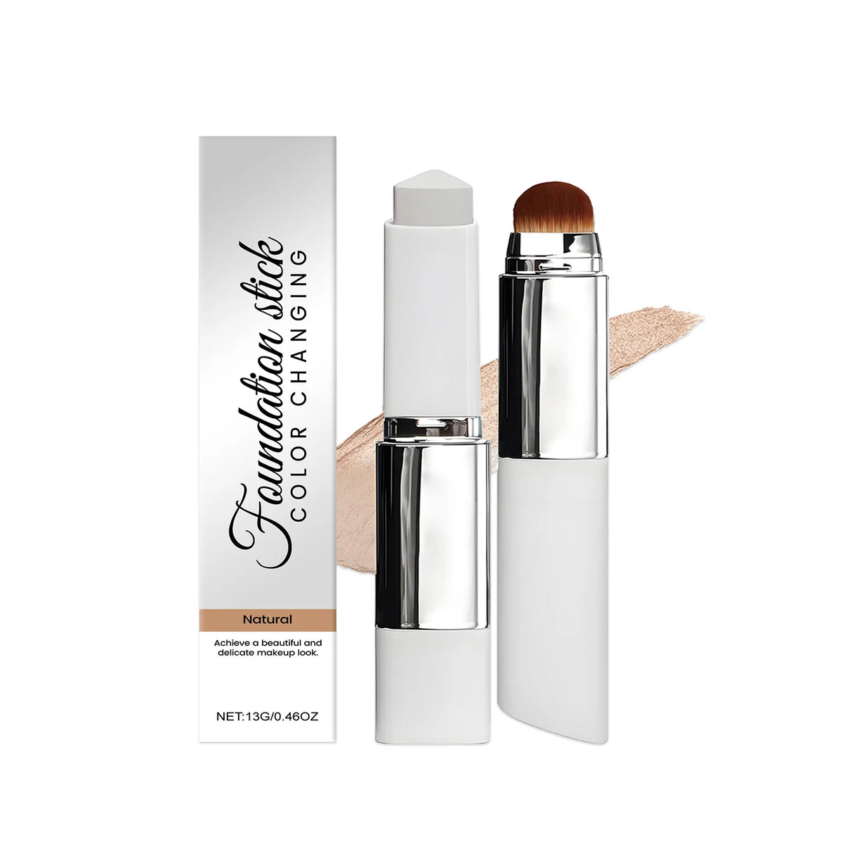 Stick Fond de Teint 2-en-1 Changeant de Couleur – Couvrance Haute, Waterproof & Pinceau Intégré