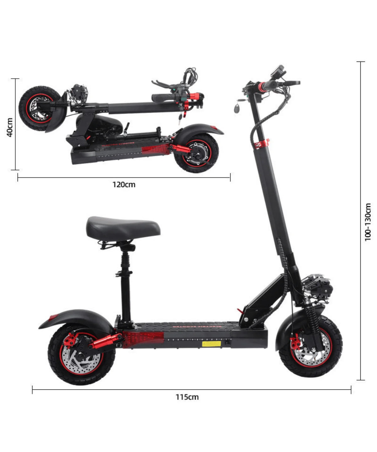 Trottinette Électrique X6 800W avec Siège – 48V 15Ah, Tout-Terrain 10", Suspension Intégrale