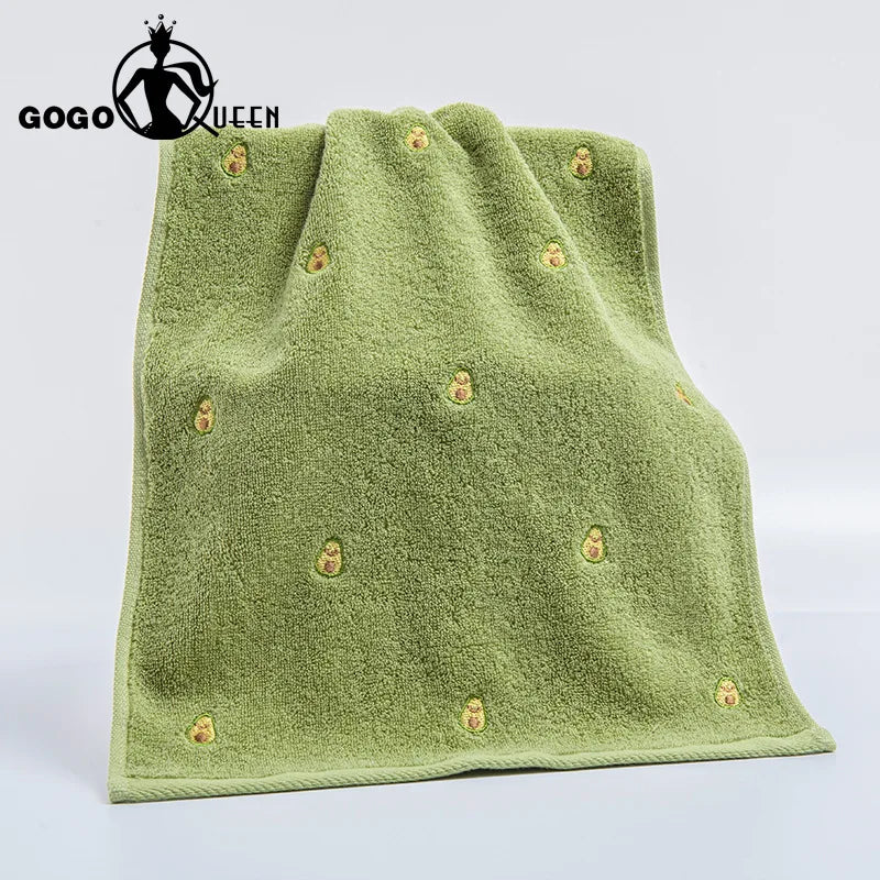 Serviette Visage Coton Motif Avocat 35x75cm – Douce, Absorbante & Lavable en Machine