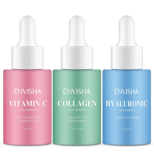 ENVISHA Facial Serum Set – Vitamin C, Hyaluronic Acid & Collagen Anti-Aging