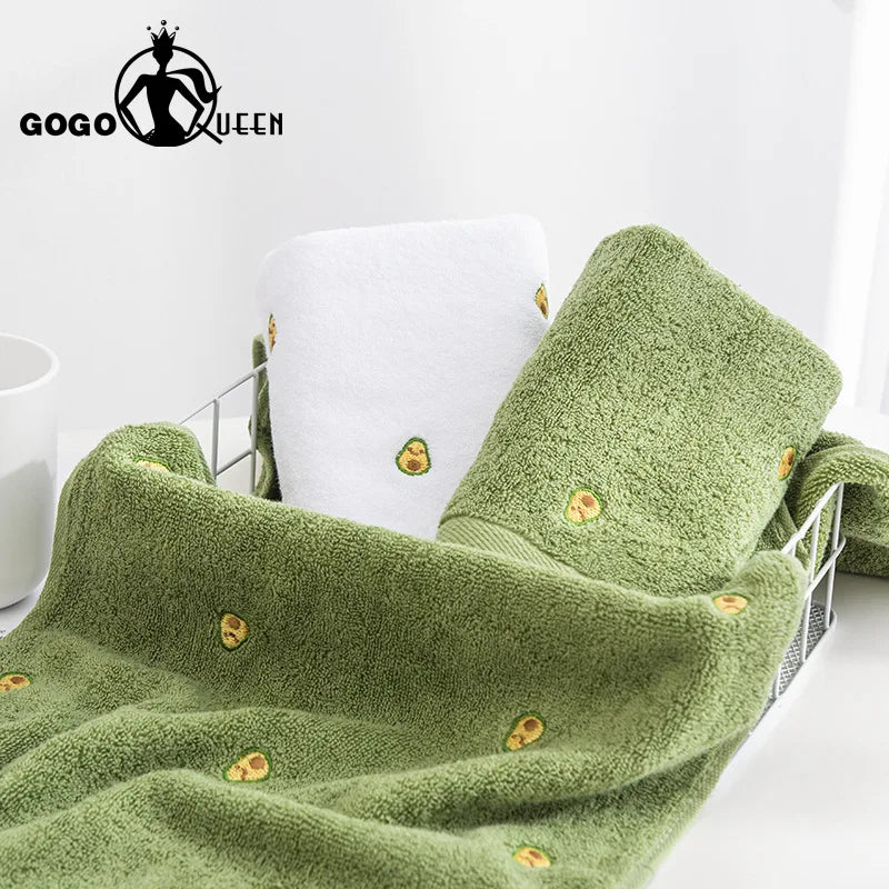 Serviette Visage Coton Motif Avocat 35x75cm – Douce, Absorbante & Lavable en Machine