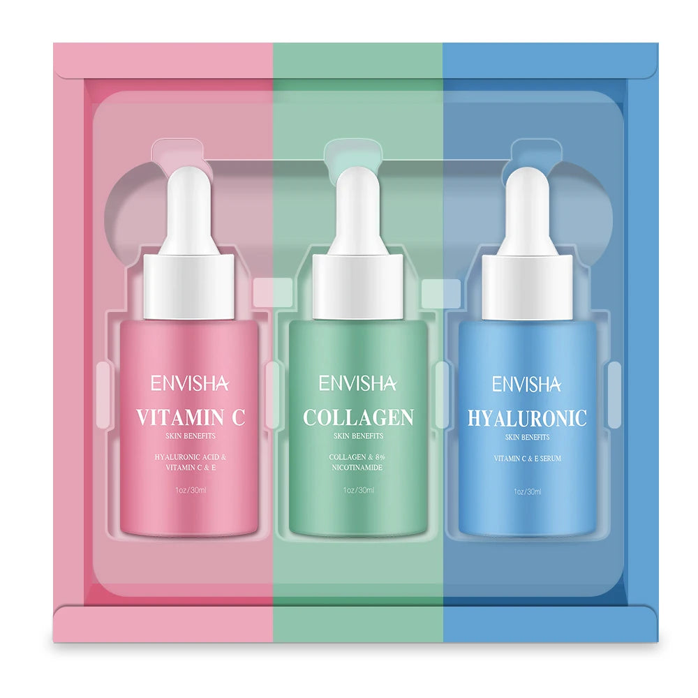 ENVISHA Facial Serum Set – Vitamin C, Hyaluronic Acid & Collagen Anti-Aging