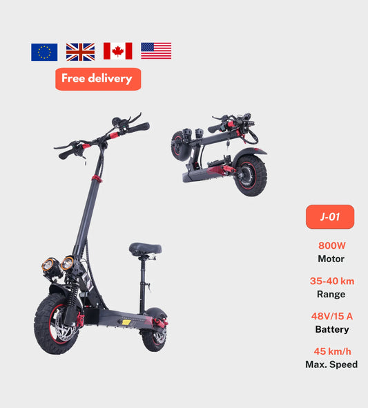 Trottinette Électrique X6 800W avec Siège – 48V 15Ah, Tout-Terrain 10", Suspension Intégrale