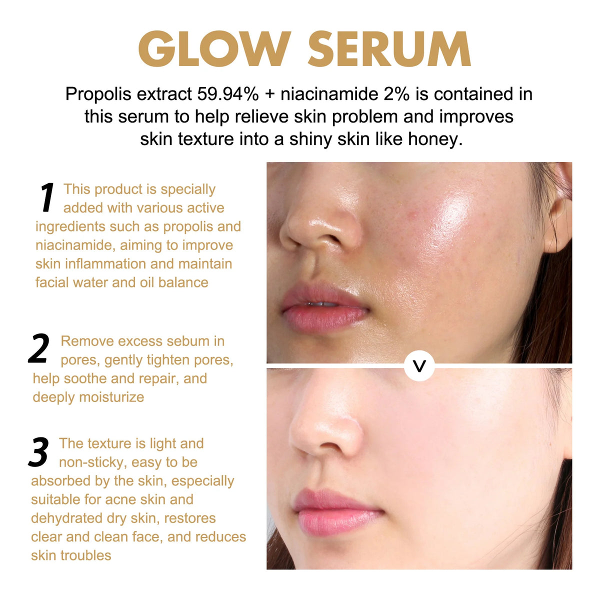 Sérum Glow Propolis & Niacinamide eelhoe 30ml – Éclat, Hydratant & Anti-Taches | CPNP