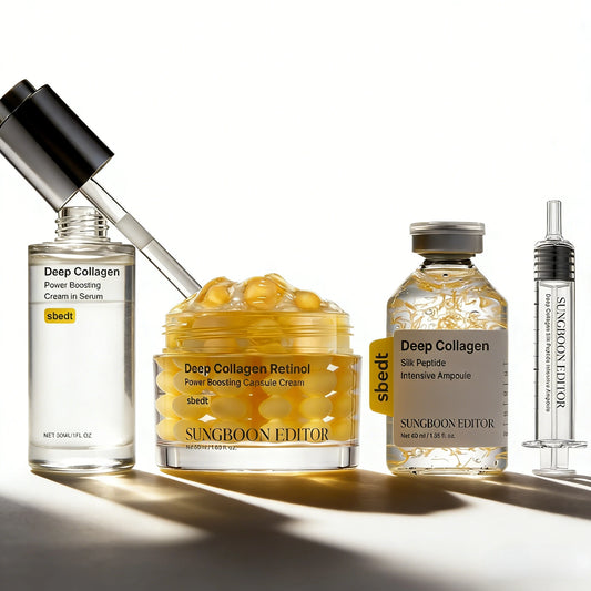 Coffret Soin Visage Coréen – Ampoule Collagène, Sérum Booster & Capsule Rétinol
