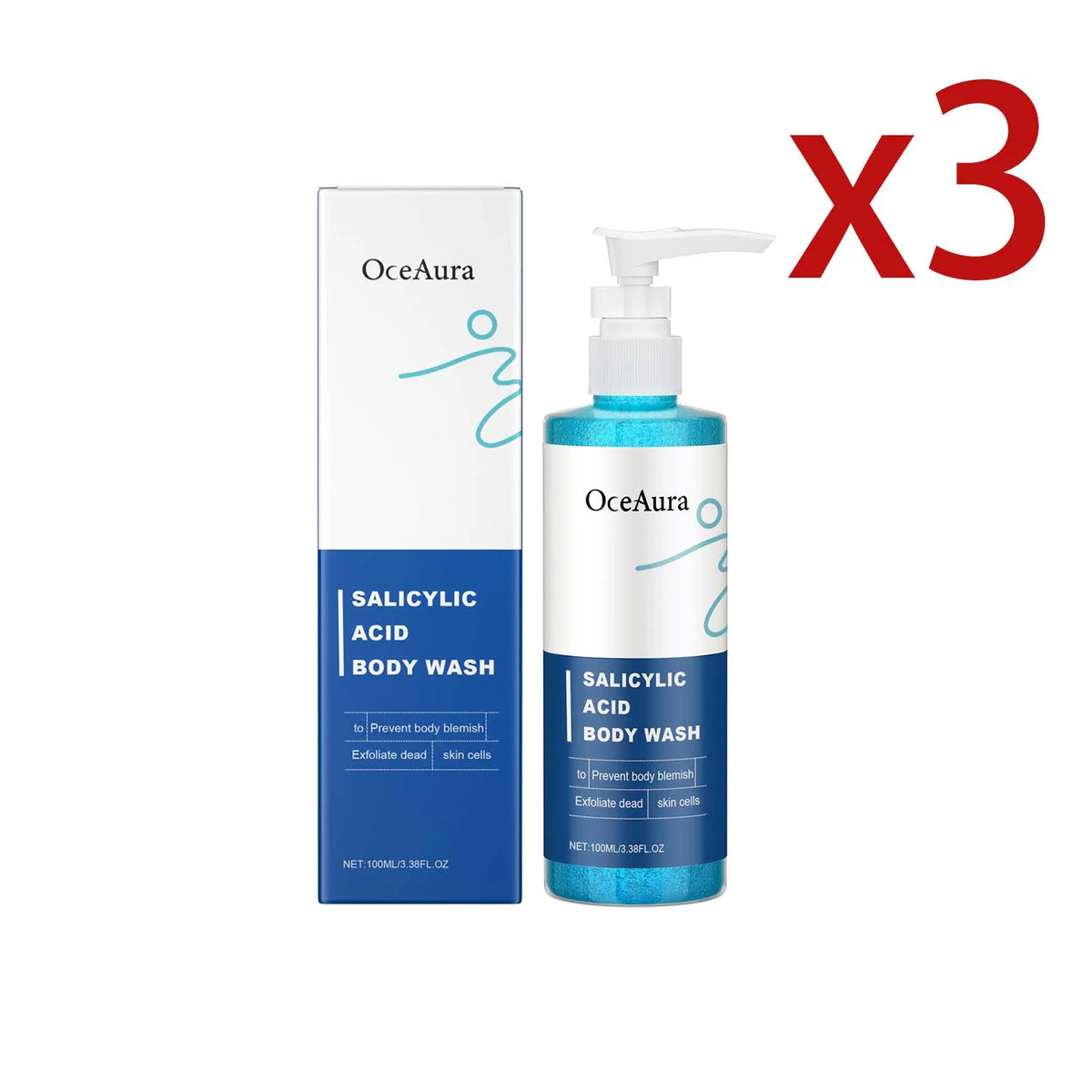 Gel Douche Exfoliant à l'Acide Salicylique OceAura – Anti-Pores & Éclat | 100ml