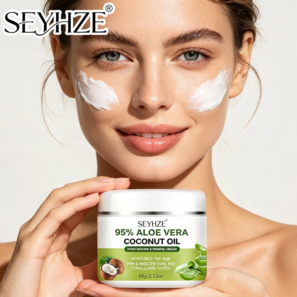 Crème Hydratante Visage SEYHZE – Aloe Vera, Coco & Lotus des Neiges – Hydratation 72h