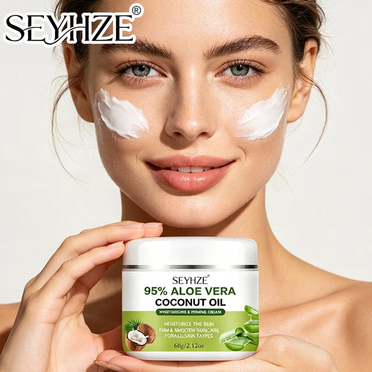 Crème Hydratante Visage SEYHZE – Aloe Vera, Coco & Lotus des Neiges – Hydratation 72h