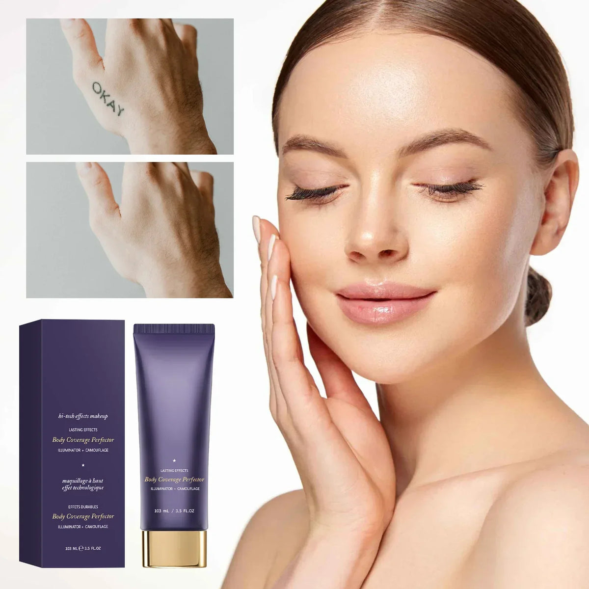 Fond de Teint Corps Waterproof 103ml - Teintes Naturel/Chaud/Profond/Doré | Correcteur Haute Couvrance Visage, Bras & Jambes