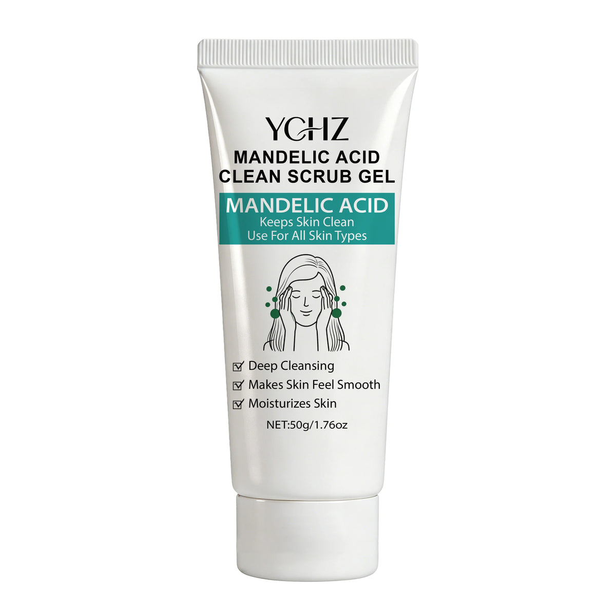 Gel Nettoyant à l'Acide Mandélique YCHZ 50g – Pores Désincrustés, Aloe Vera & Essence de Rose | Peau Lisse