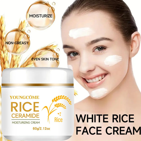 Crème Hydratante au Riz & Céramides 60g – Éclat & Barrière Cutanée Style Coréen