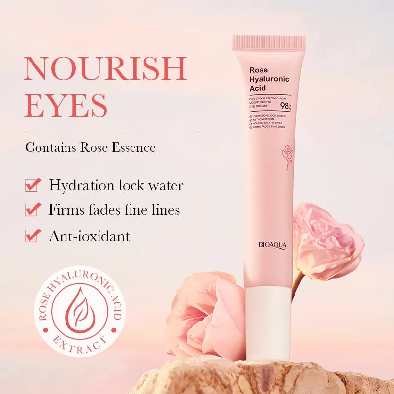 Rose Facial Care Set – Hyaluronic Essence, Eye Cream & Moisturizing Cream