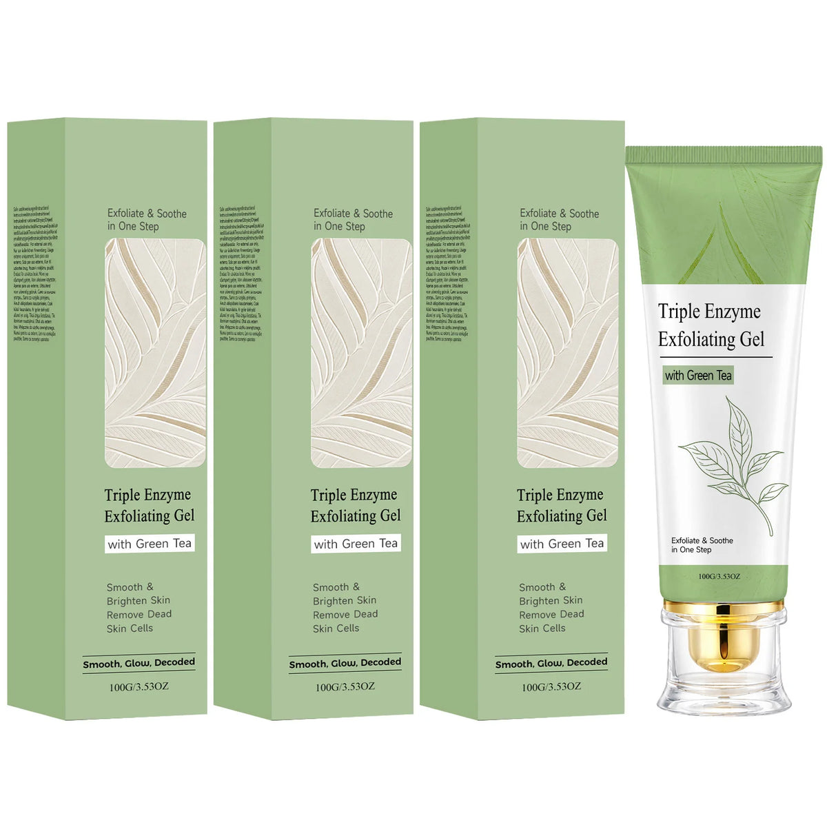 Gel Exfoliant au Thé Vert AMZ 100g – Anti-Cellules Mortes, Pores Purifiés & Éclat | CPNP