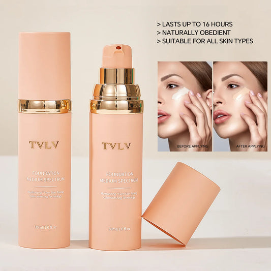 Fond de Teint TVLV 4-en-1 Mat Changeant de Couleur 30ml – Léger, Hydratant & Longue Tenue