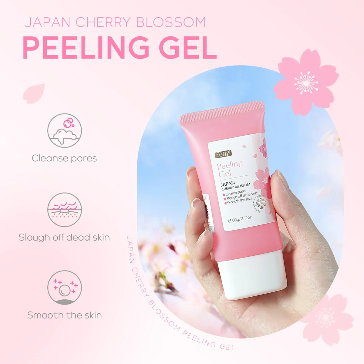 Gel Exfoliant Sakura FENYI – Fleur de Cerisier, Éclat & Pores Affinés | Soin Visage 60g