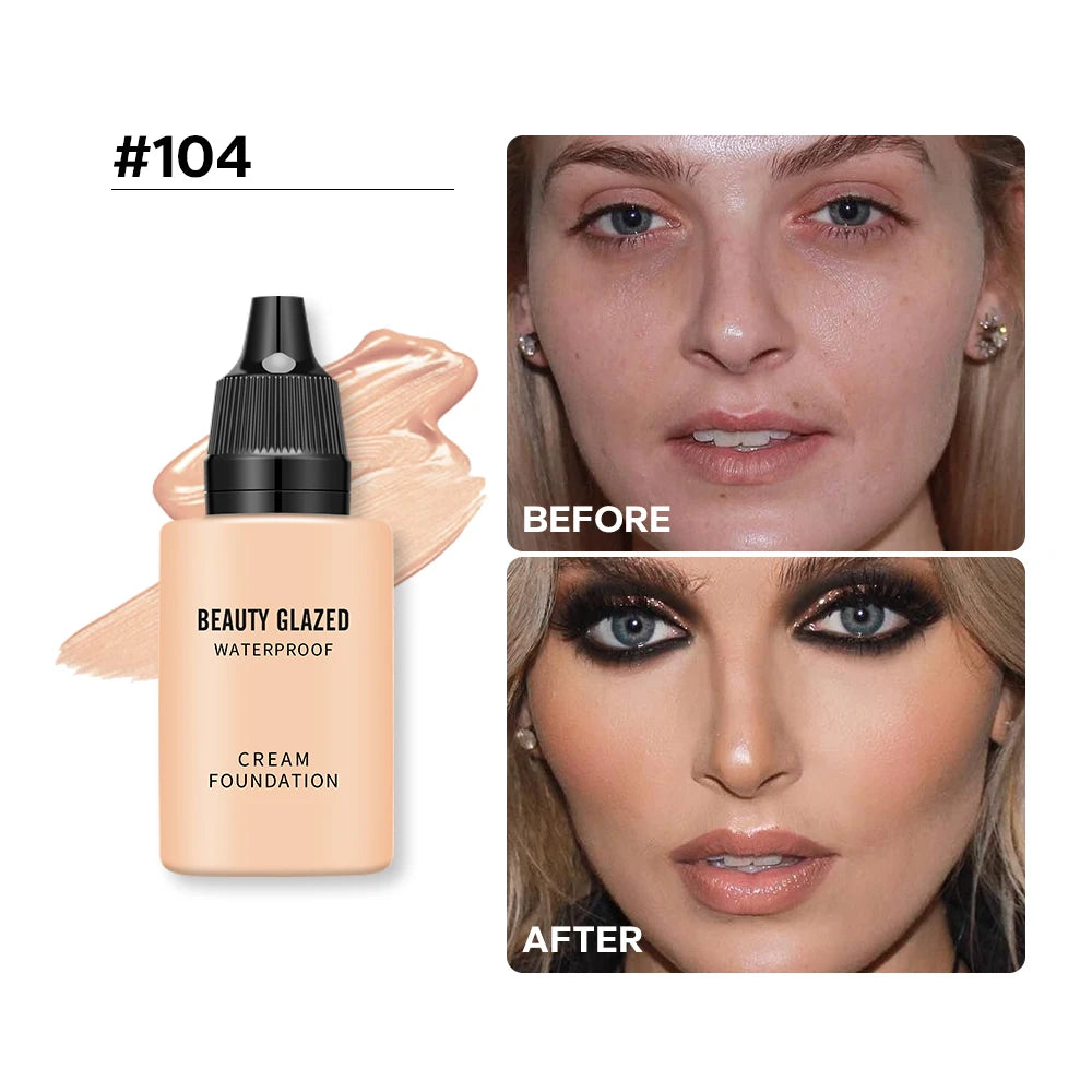 Fond de Teint Liquide Mat HD 24h – Beauty Glazed | Couvrance Totale & Waterproof