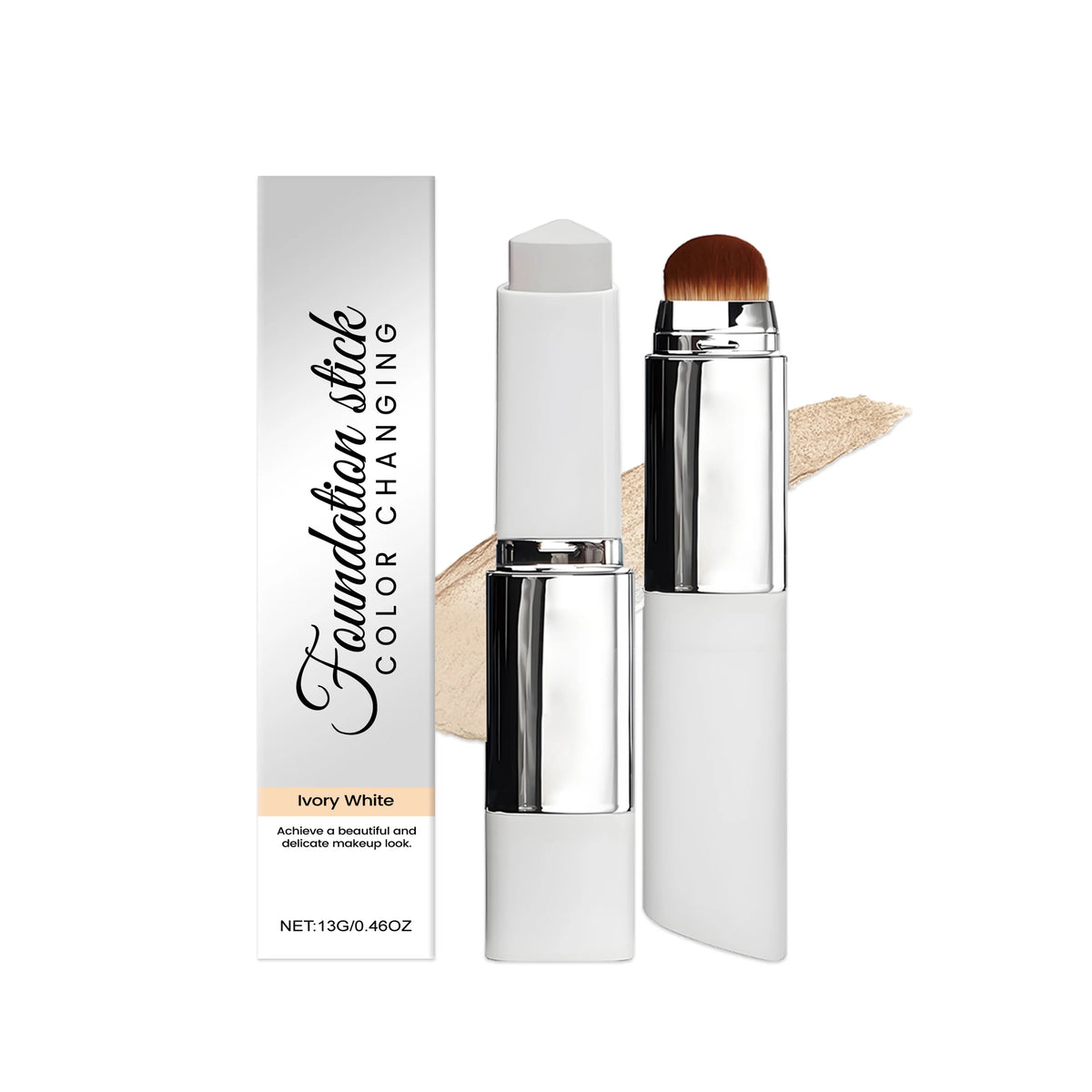 Stick Fond de Teint 2-en-1 Changeant de Couleur – Couvrance Haute, Waterproof & Pinceau Intégré