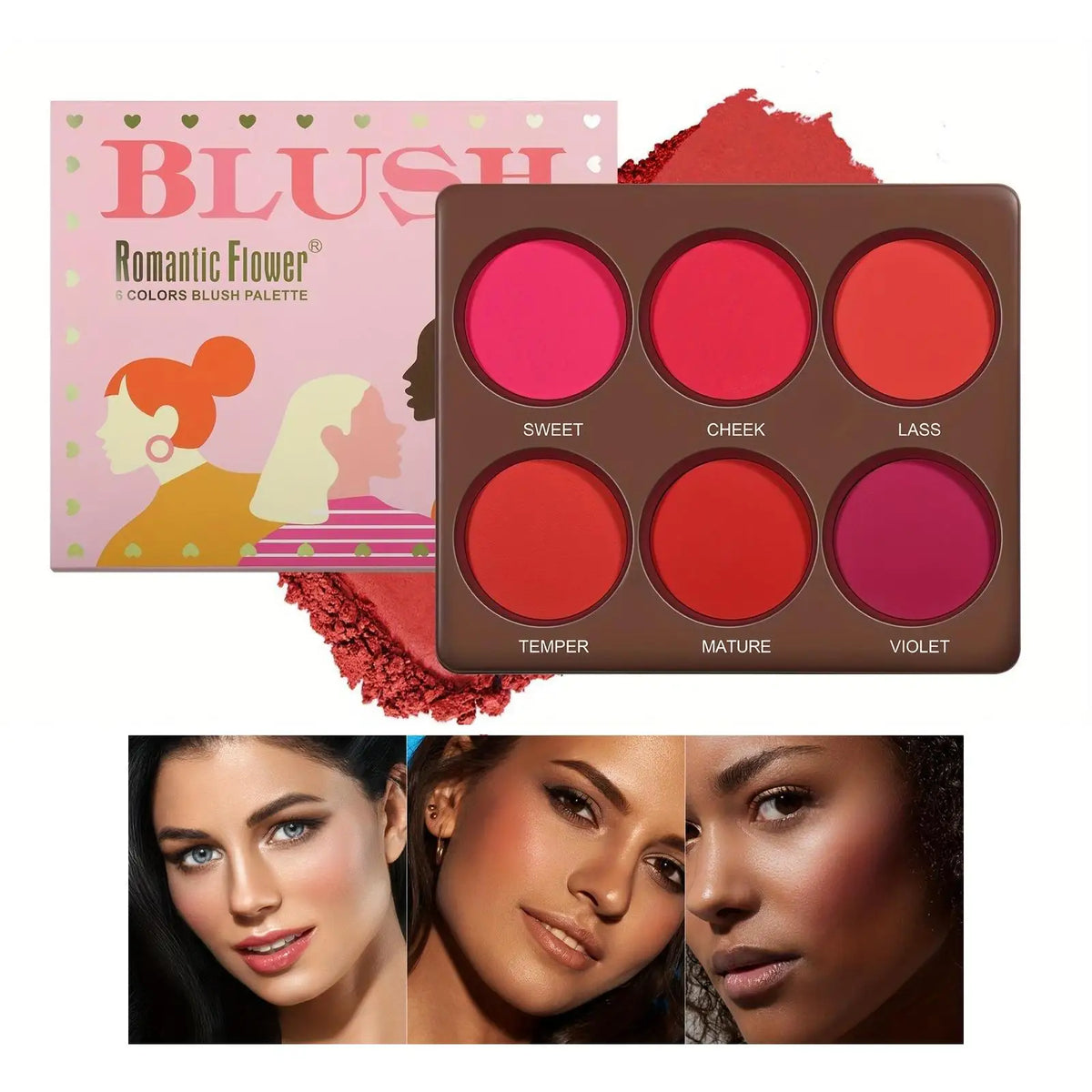 Palette Blush Matte 6 Teintes Waterproof | Romantic Flower | Certifiée CPNP