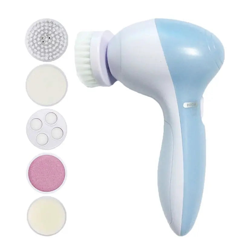 Brosse Nettoyante Visage Électrique 5 en 1 – Massage Vibrant & Anti-Points Noirs