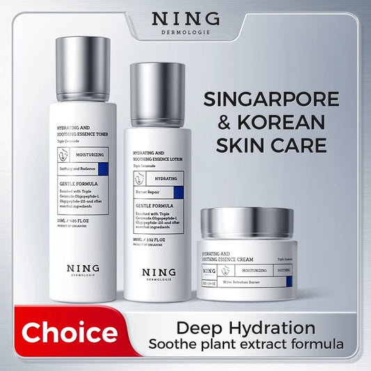 Coffret Soin Coréen NING DERMOLOGIE – Toner, Lotion & Crème Acide Hyaluronique 8D & Céramides