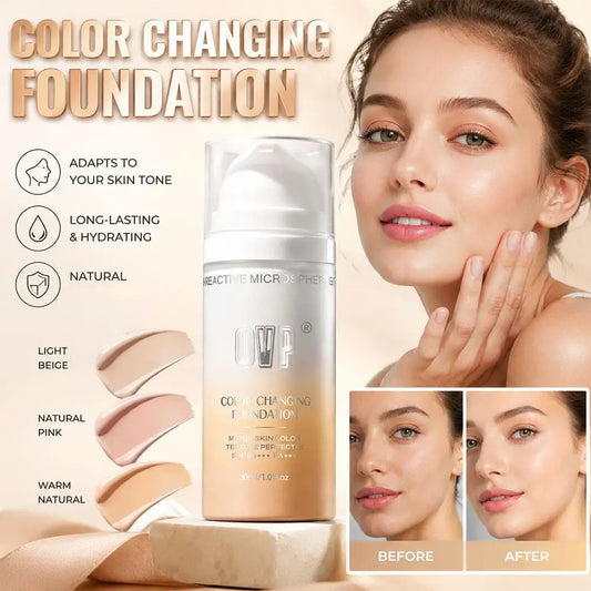 Fond de Teint Solaire Changeant de Couleur SPF50 PA+++ – Longue Tenue & Hydratant