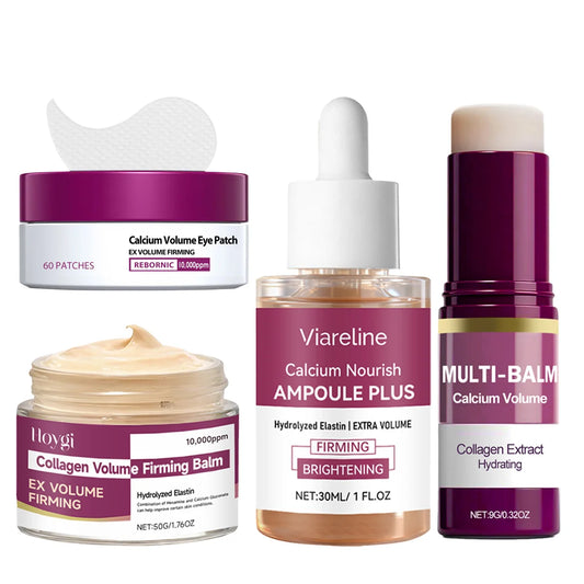 Calcium Anti-Aging Skincare Set – Serum, Cream, Eye Patches & Collagen Balm