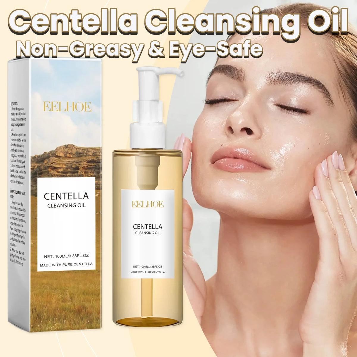 Huile Nettoyante Centella Asiatica EELHOE 3-en-1 – Visage, Yeux & Lèvres | Non-Comédogène | 100ml