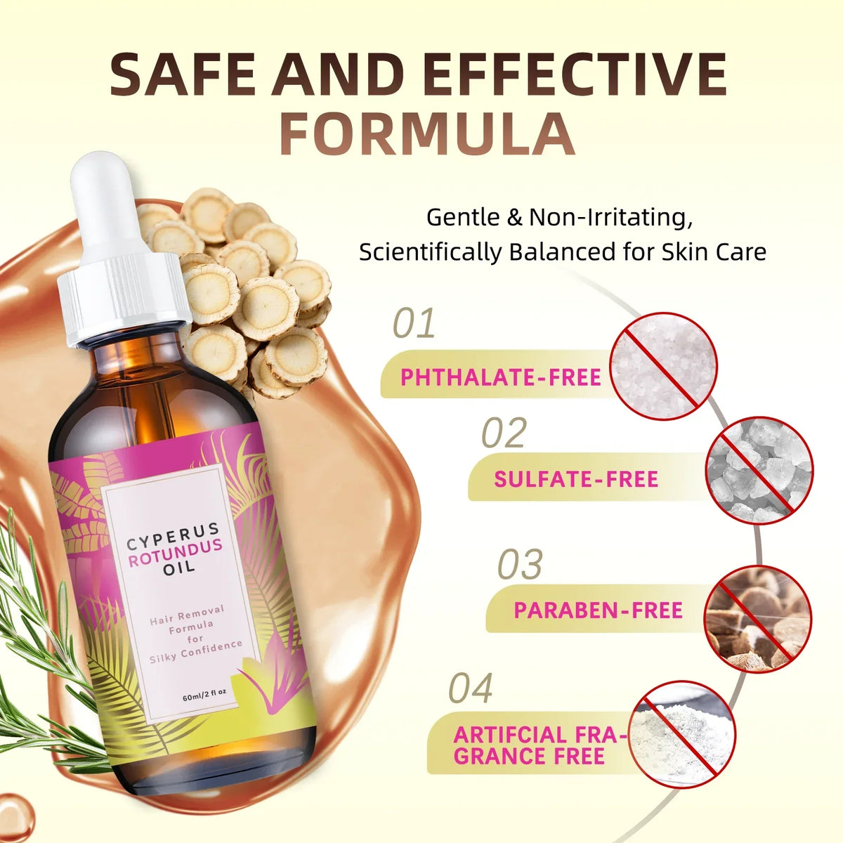 Huile Soin Cheveux & Peau – Jojoba, Amande Douce & Cynodonte | 60ml