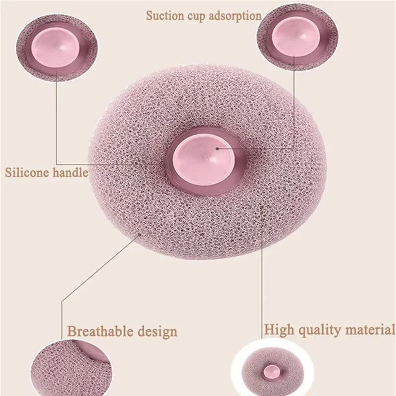 Éponge de bain circulaire pour massage – 4 pièces, filet moussant avec ventouse