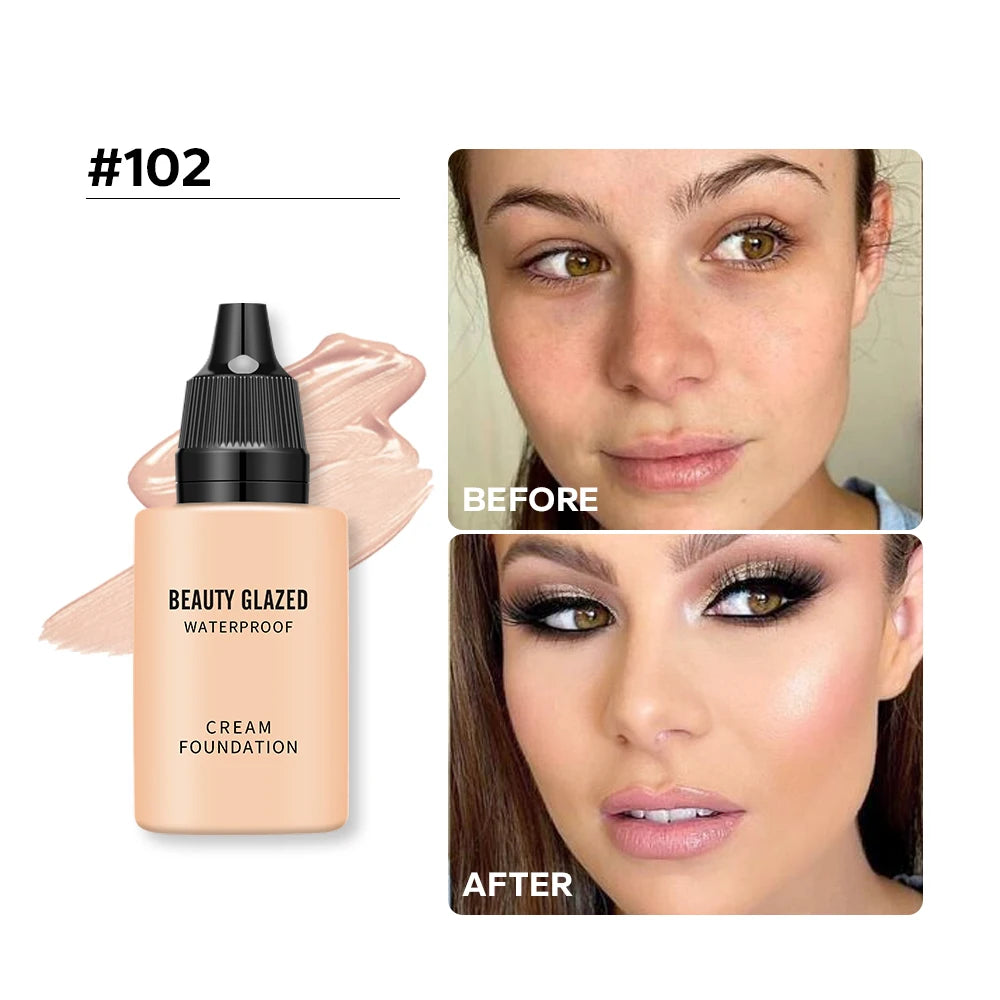Fond de Teint Liquide Mat HD 24h – Beauty Glazed | Couvrance Totale & Waterproof