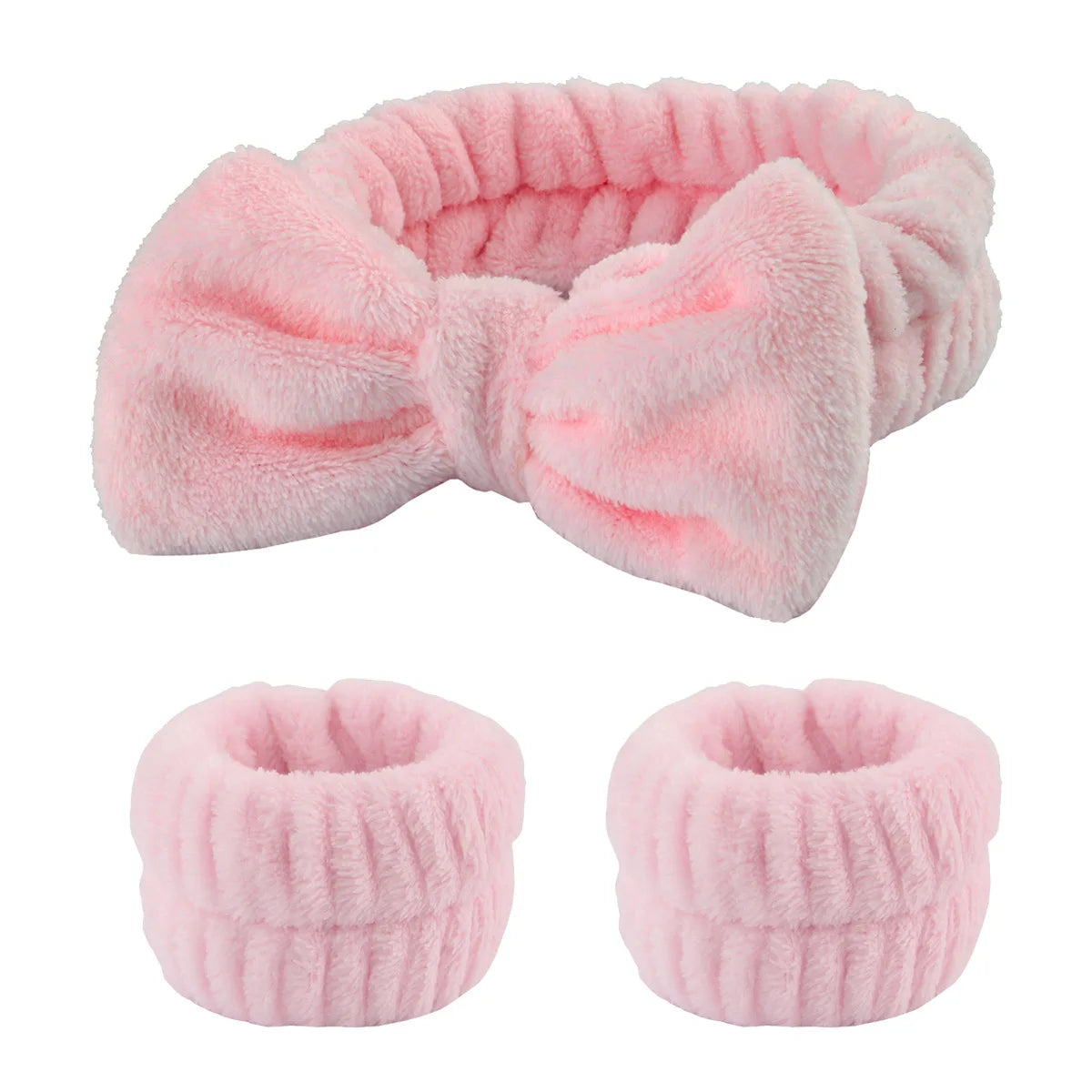 Bandeaux Spa & Poignets Absorbants – Set Beauté Coral Fleece
