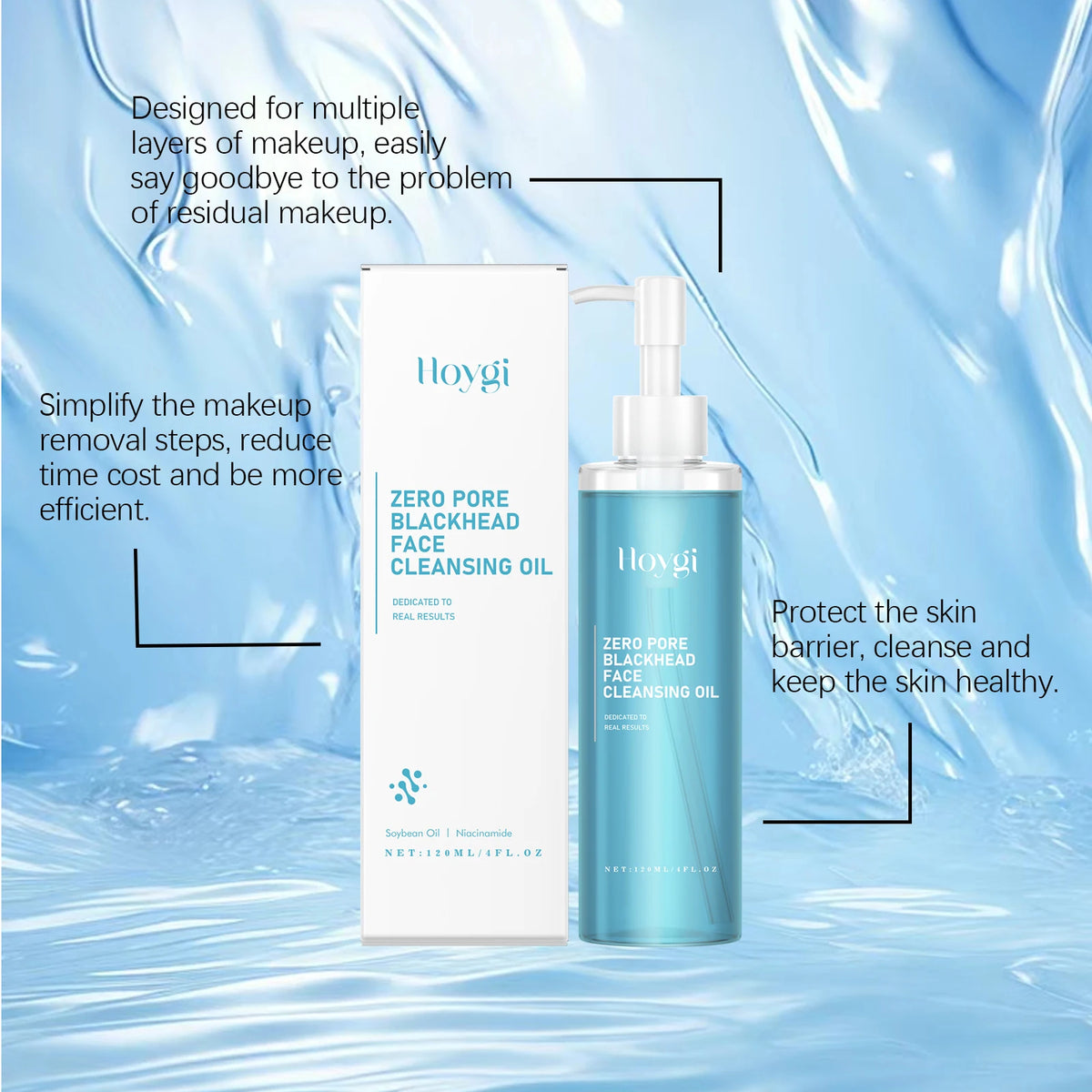 Huile Nettoyante Double Cleansing Hoygi – Niacinamide, Soja & Vitamine C | 120ml