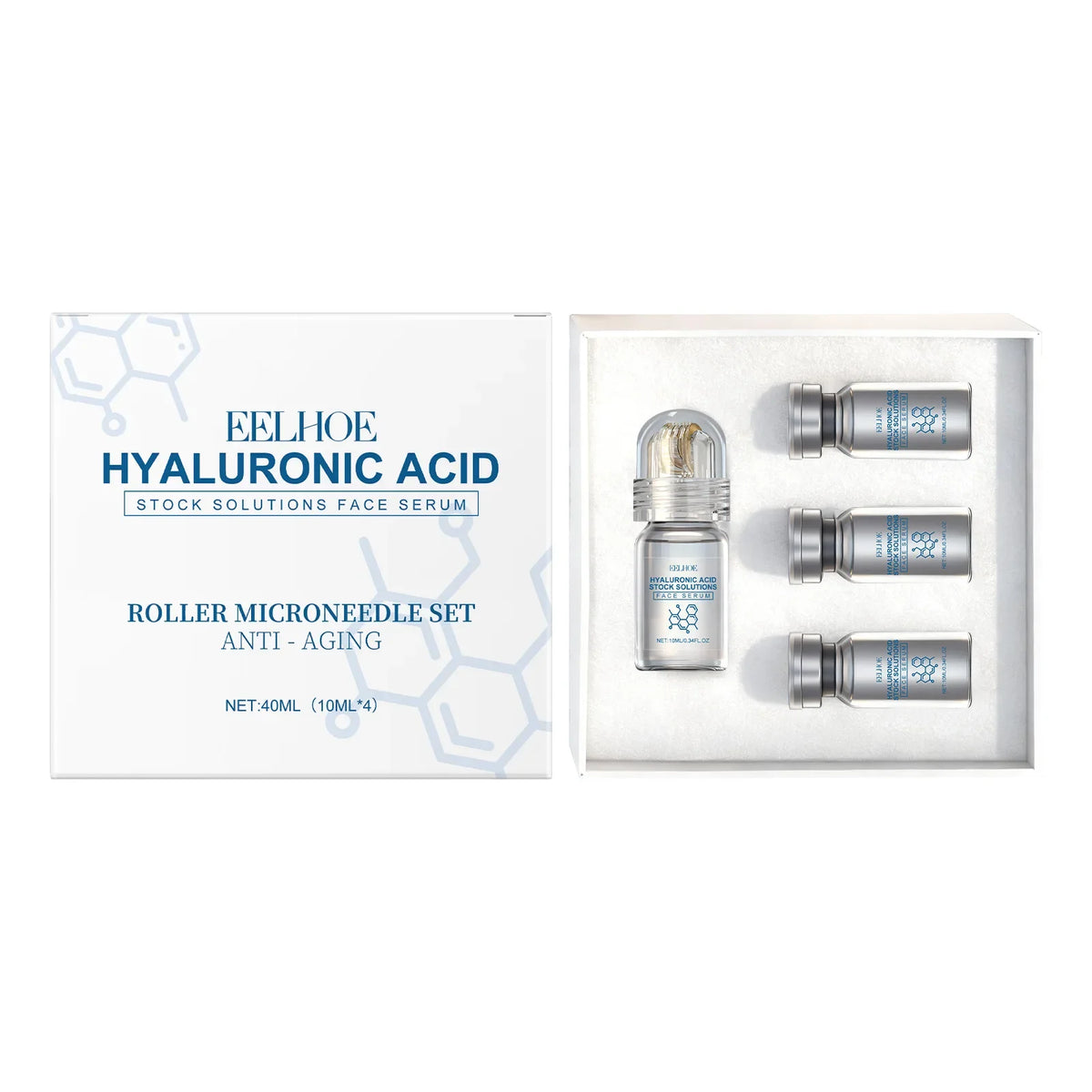 Essence Hydratante à l’Acide Hyaluronique avec Rouleau Microneedle – Soin Coréen Absorbé Rapidement