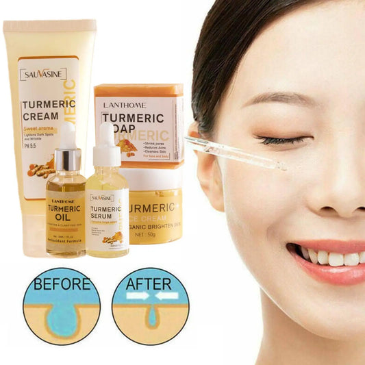 Coffret Soin Visage au Curcuma 5 Pièces – Anti-Acné, Anti-Taches & Hydratation