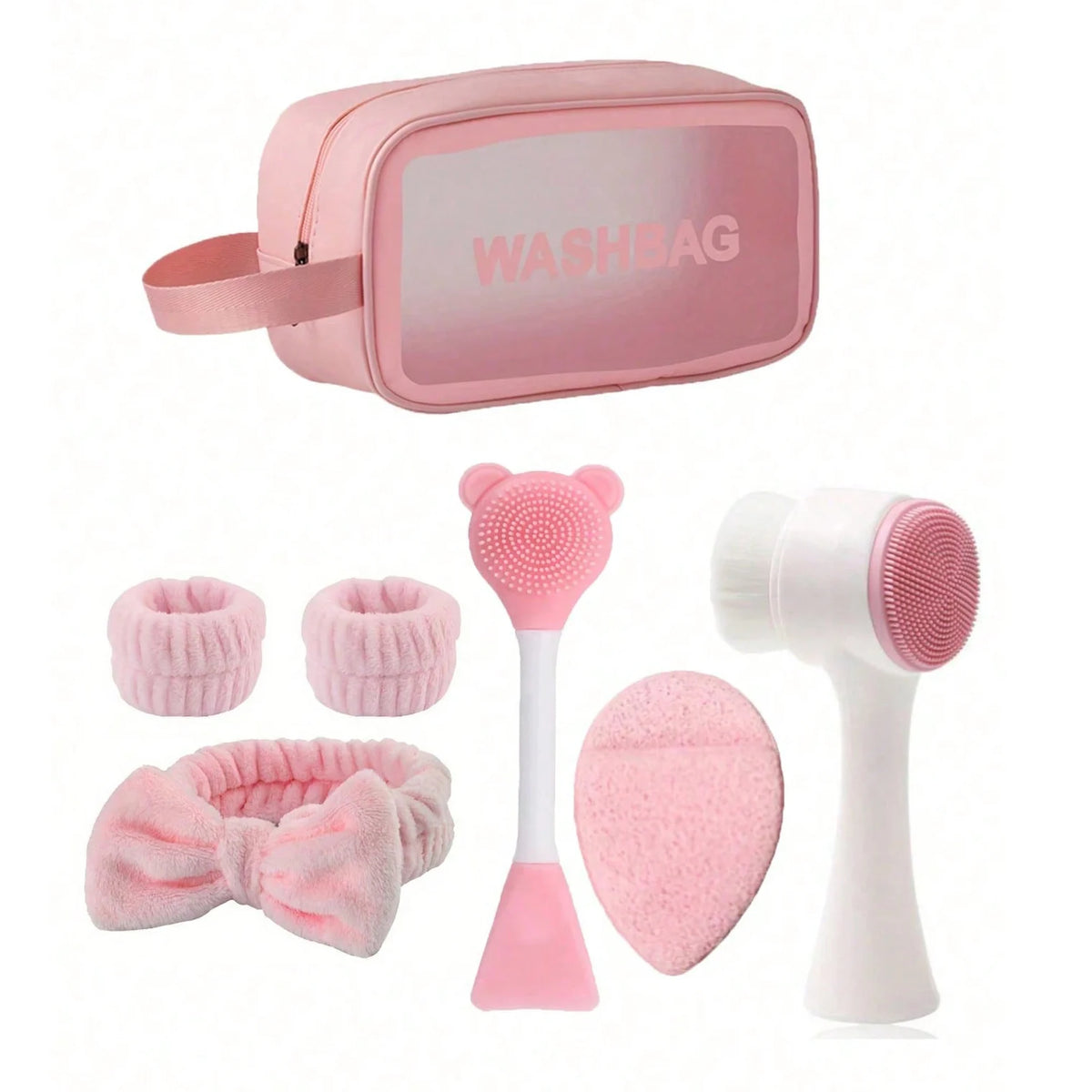 7-Piece Facial Care Kit – Brush, Roller, Headband & Cleansing Accessories