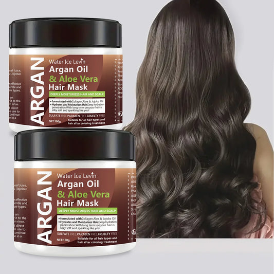 Masque Capillaire Argan & Aloe Vera – Réparateur, Lissant & Hydratant | 100g