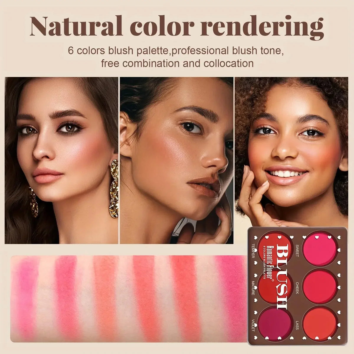 Palette Blush Matte 6 Teintes Waterproof | Romantic Flower | Certifiée CPNP
